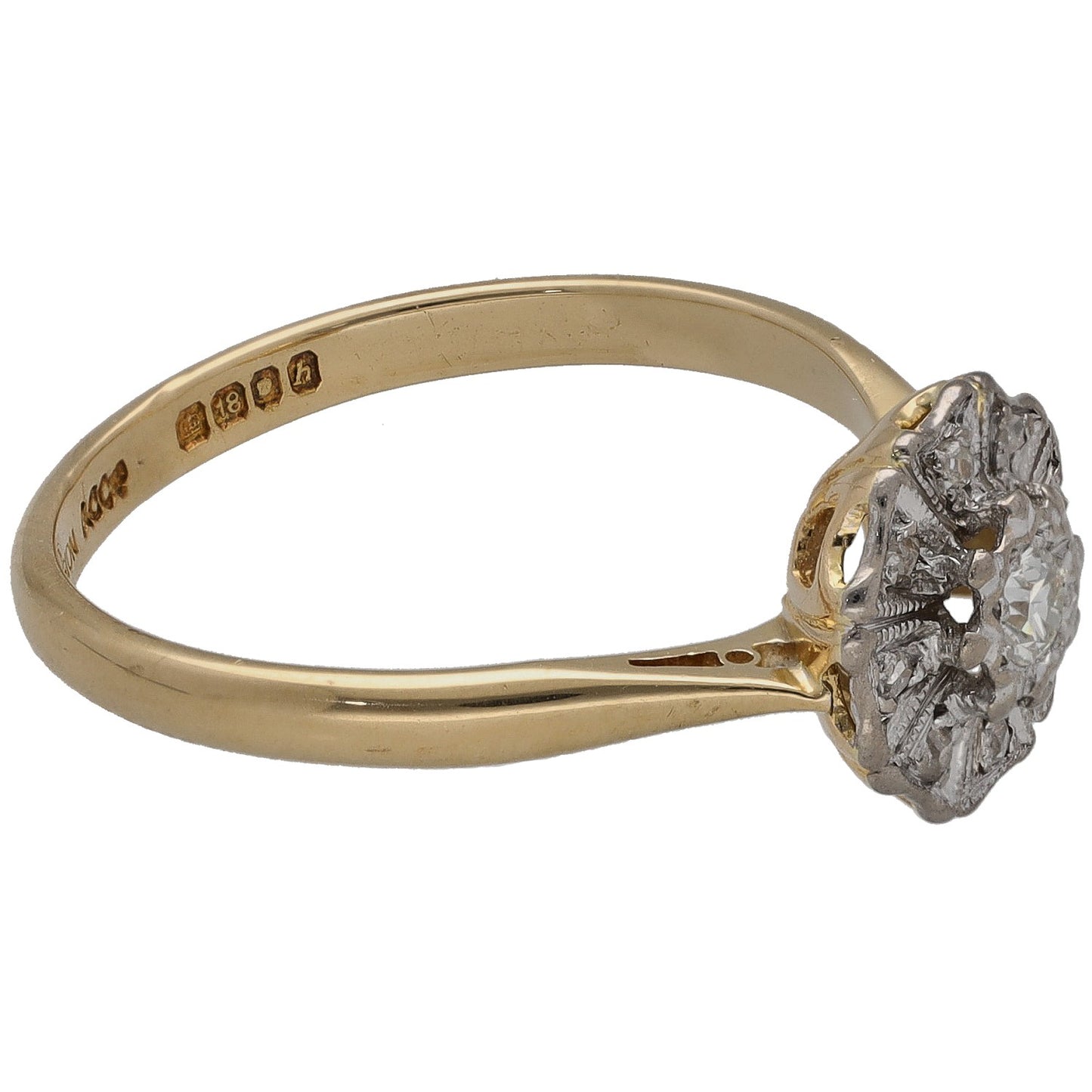 18ct Gold 0.09ct Diamond Cluster Ring Size P