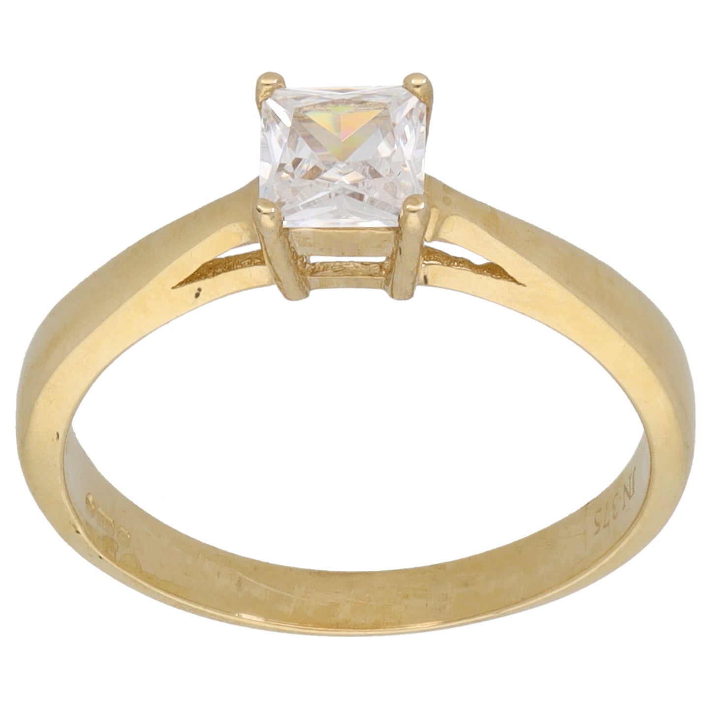 9ct Gold Cubic Zirconia Single Stone Ring Size L