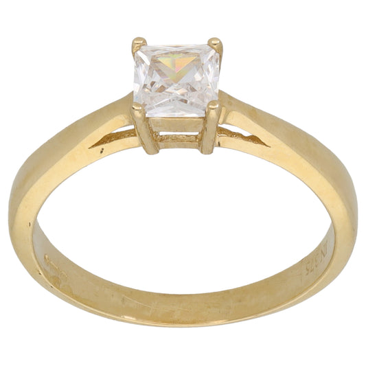 9ct Gold Cubic Zirconia Single Stone Ring Size L