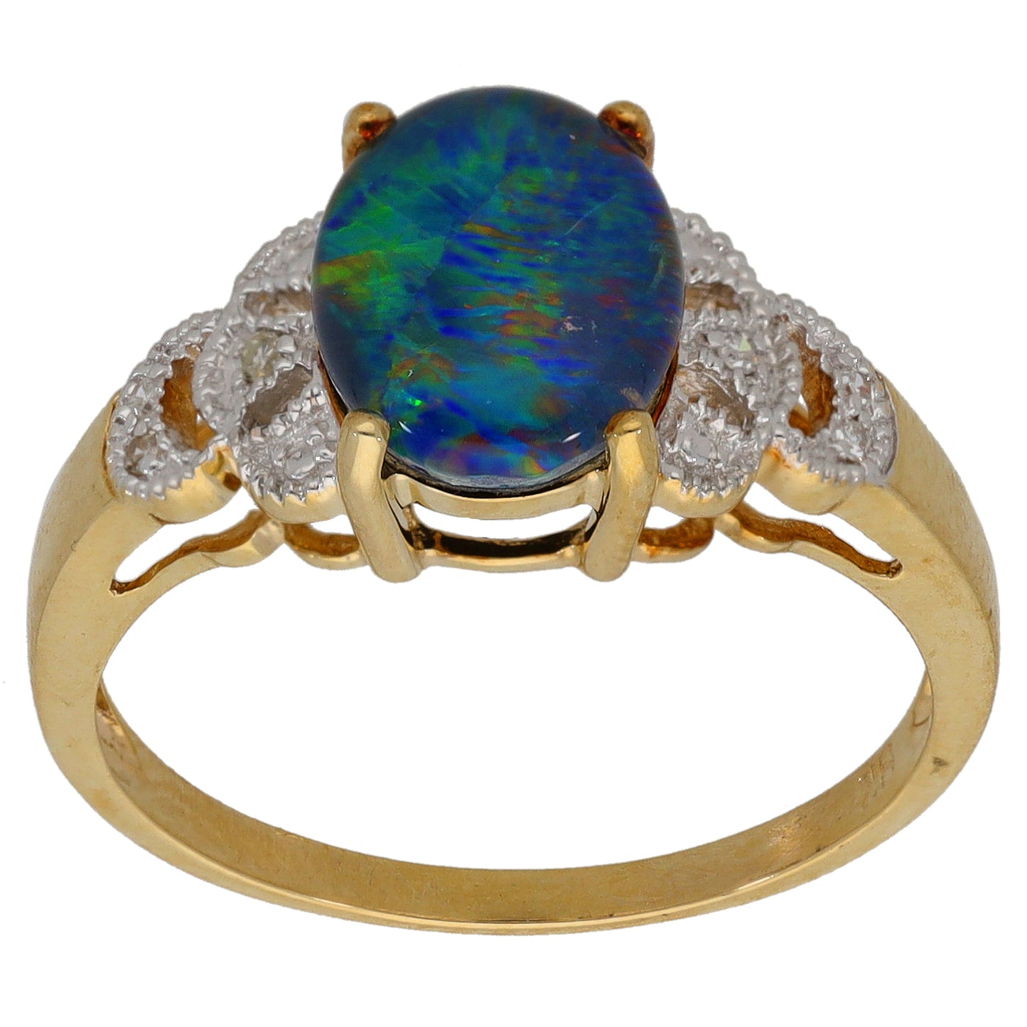 9ct Gold Opal Triplet & 0.03ct Diamond Dress/Cocktail Ring Size P