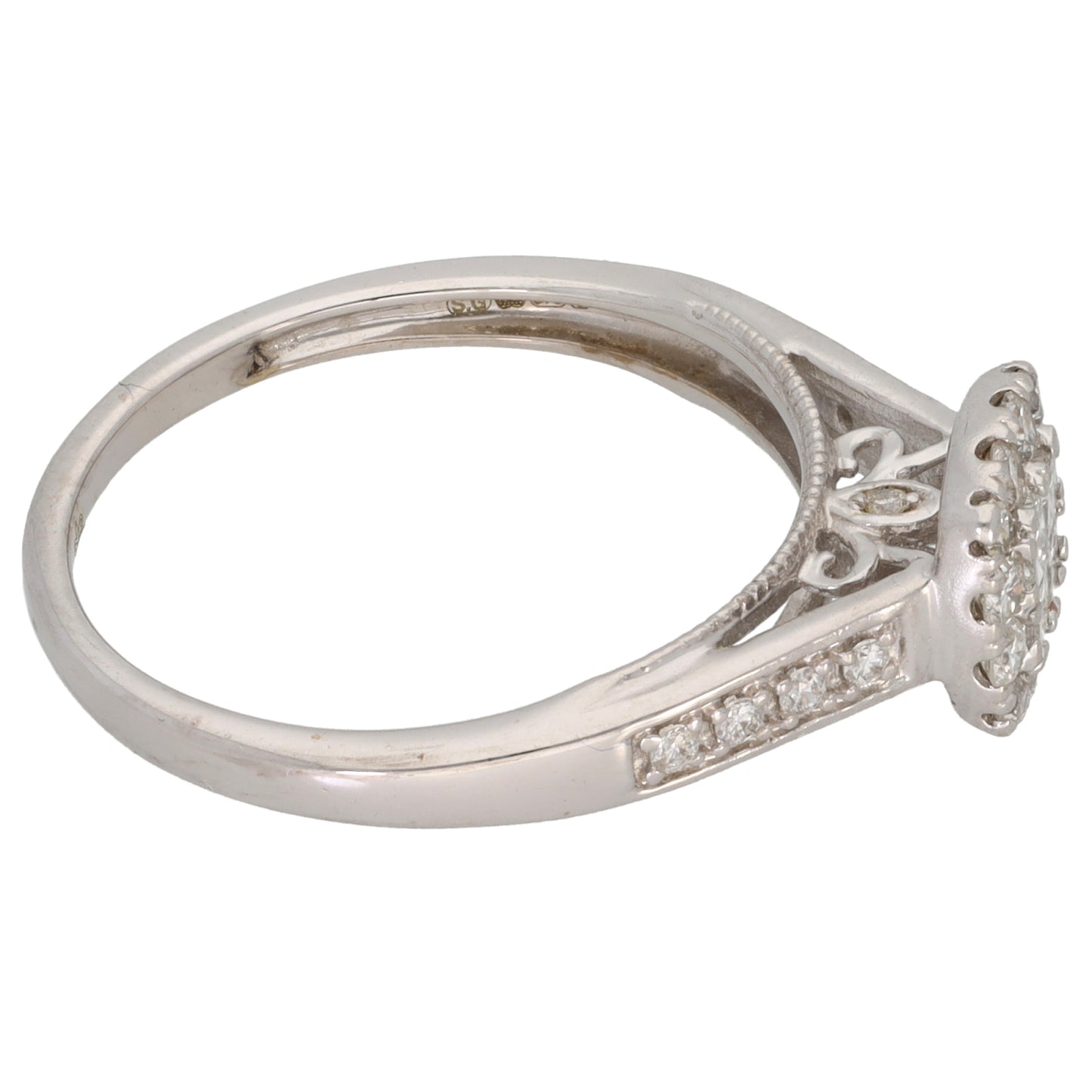9ct White Gold 0.50ct Diamond Cluster Ring Size N