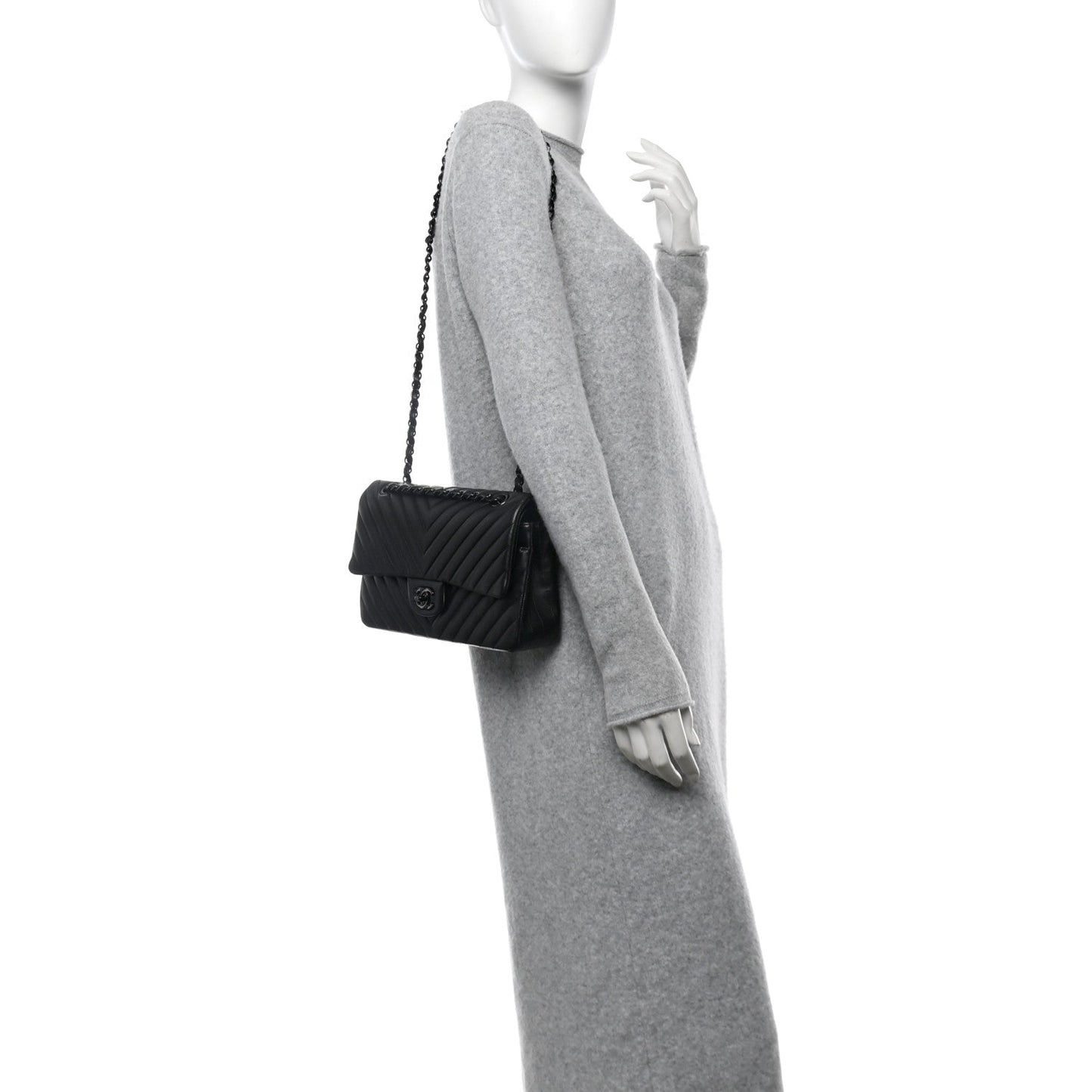 Chanel Classic Double Flap Lambskin Leather Bag - Black