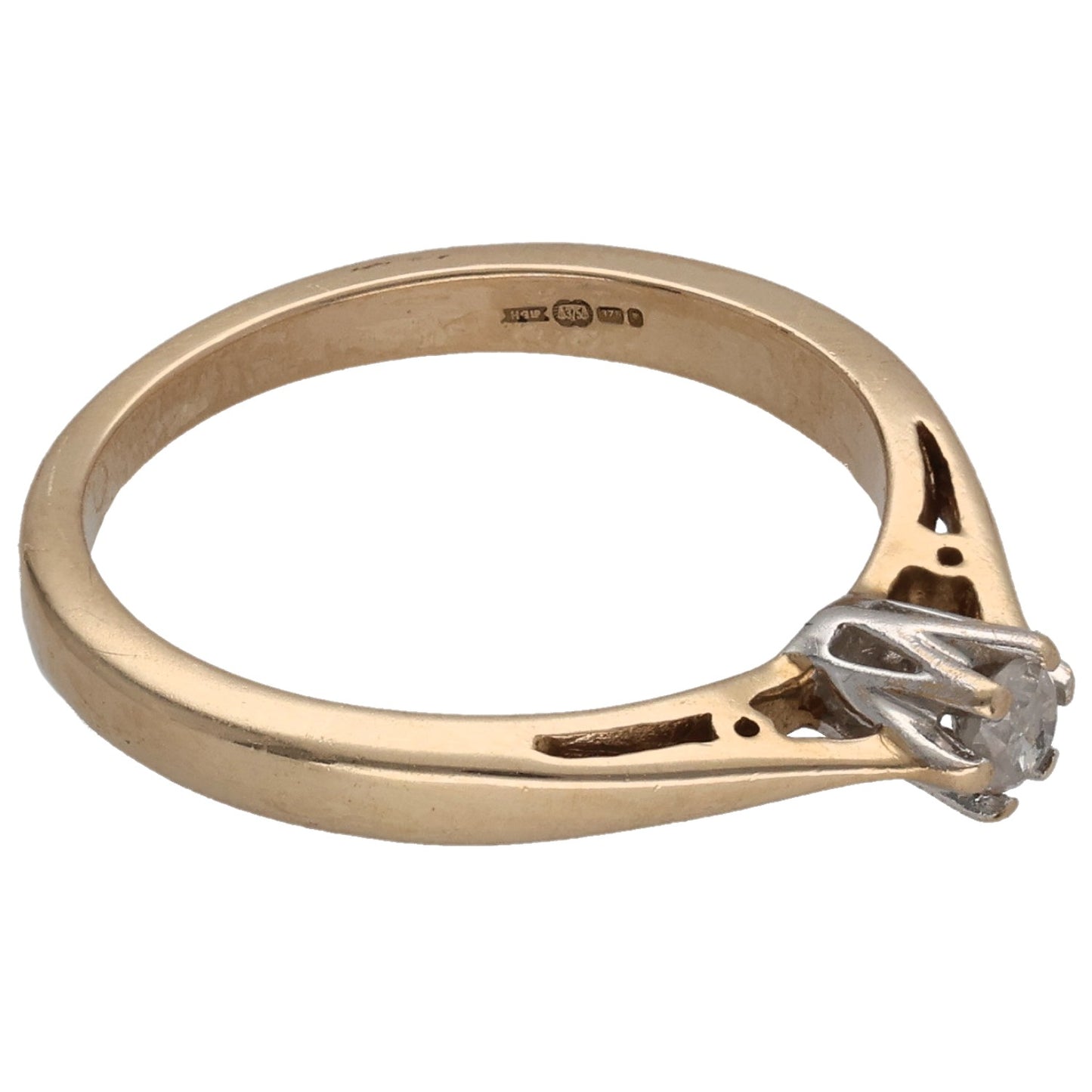 9ct Gold 0.10ct Round Diamond Solitaire Ring Size J