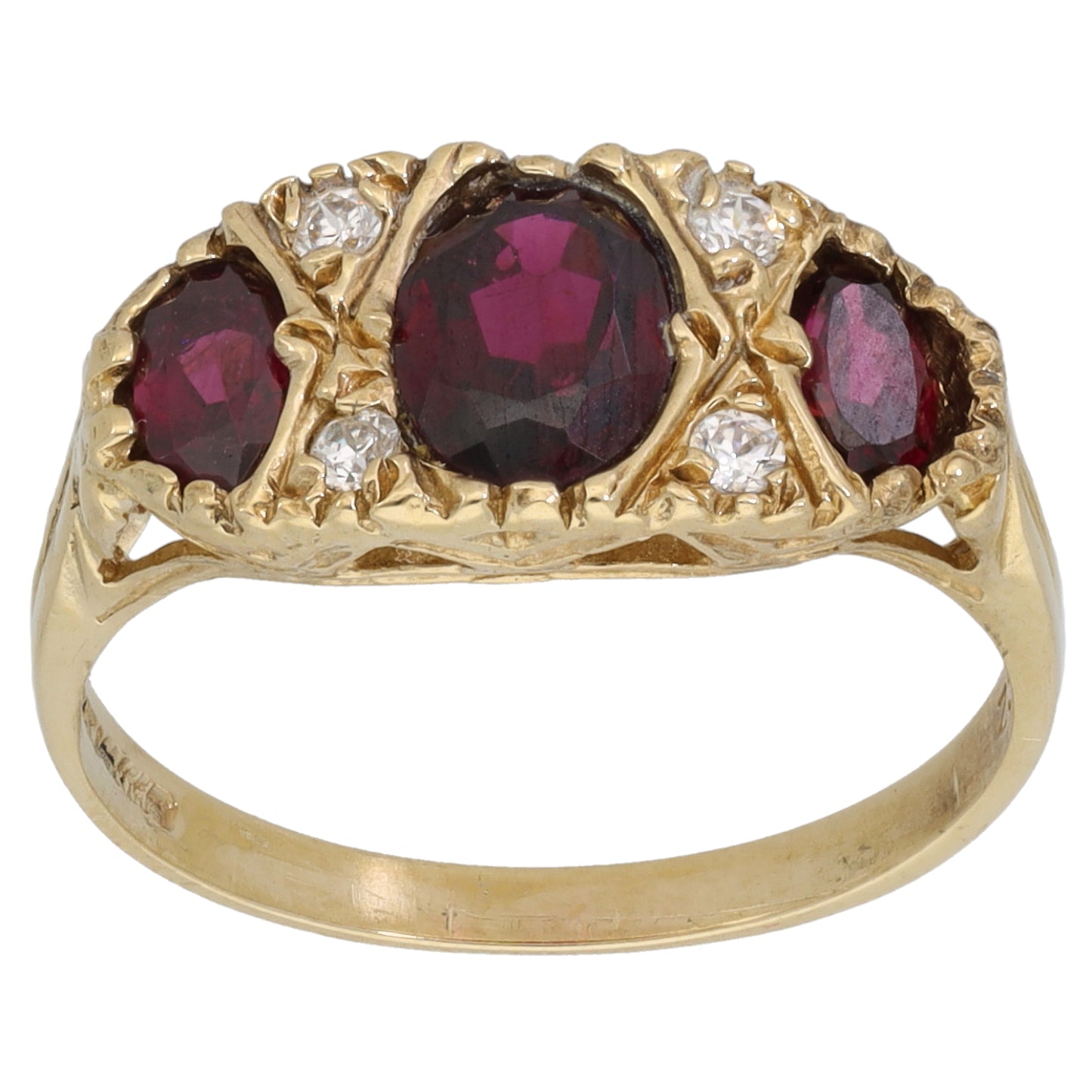 9ct Gold Garnet & Cubic Zirconia Dress/Cocktail Ring Size M