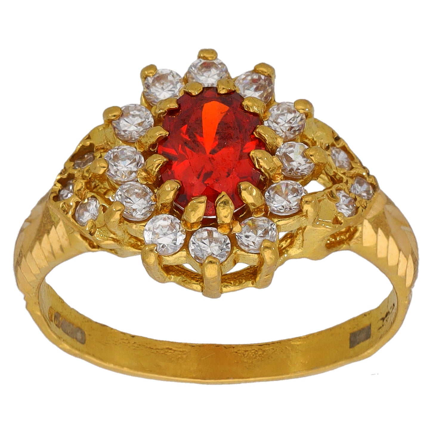 22ct Gold Imitation Gems Dress/Cocktail Ring Size N