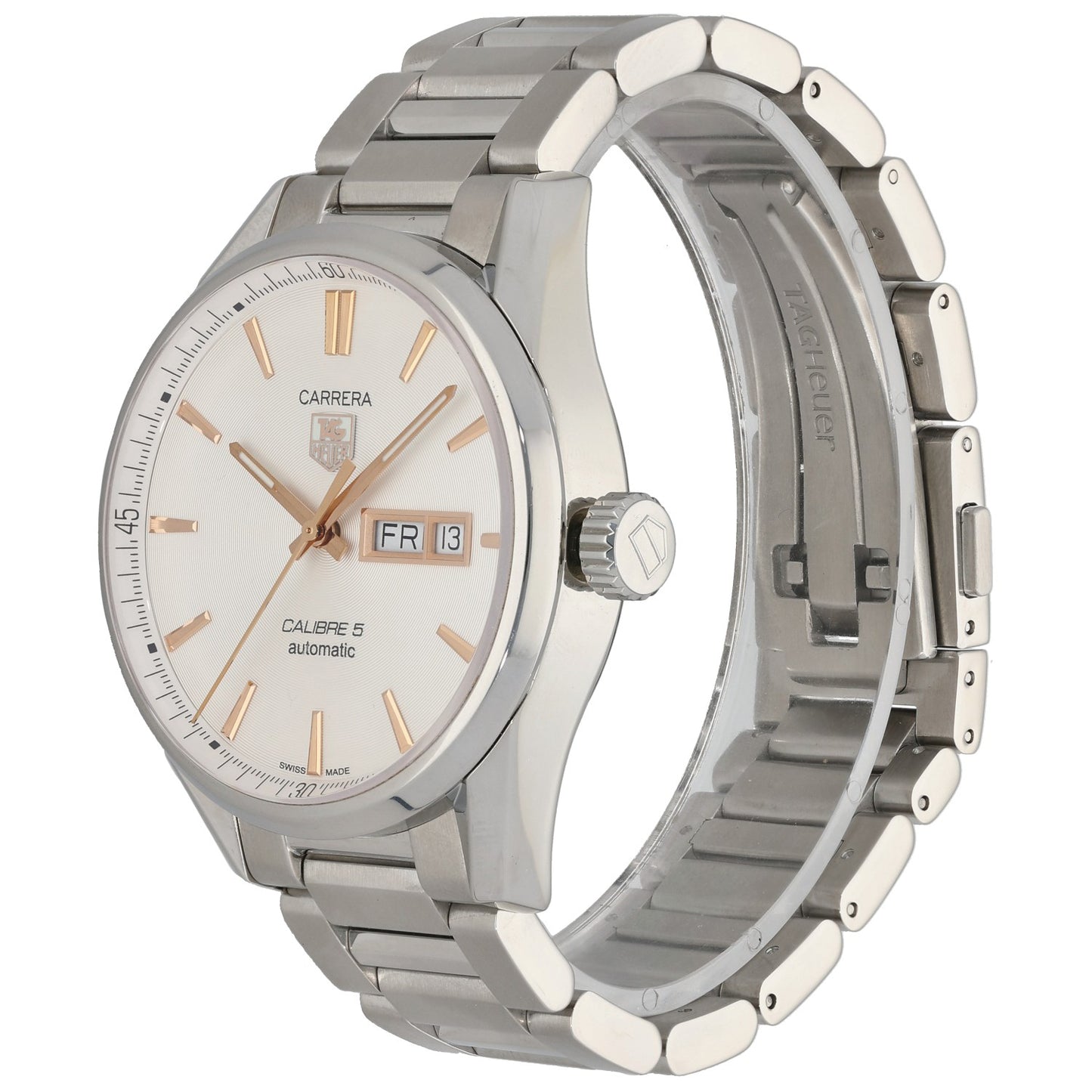 Tag Heuer Carrera WAR201D-1, White DIal, Stainless Steel, Front Angle Image