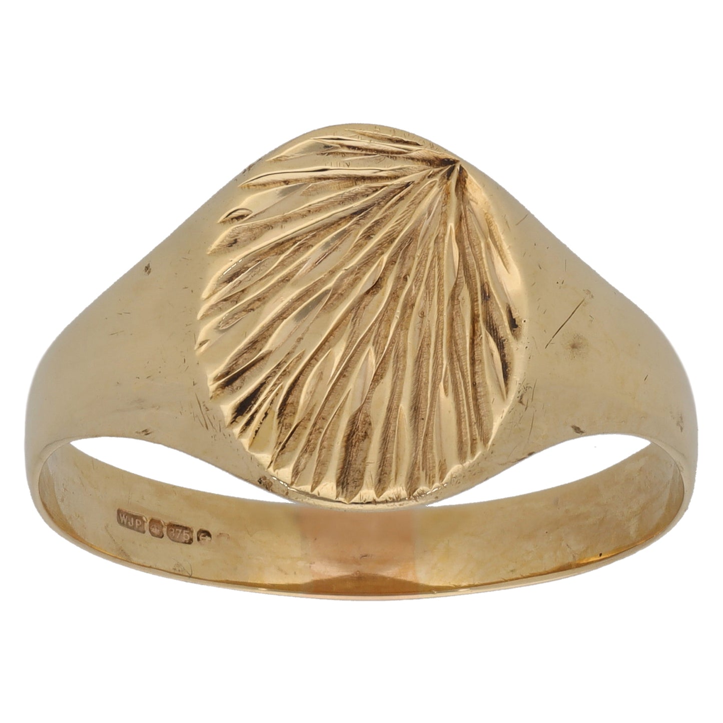 9ct Gold Patterned Signet Ring Size Z