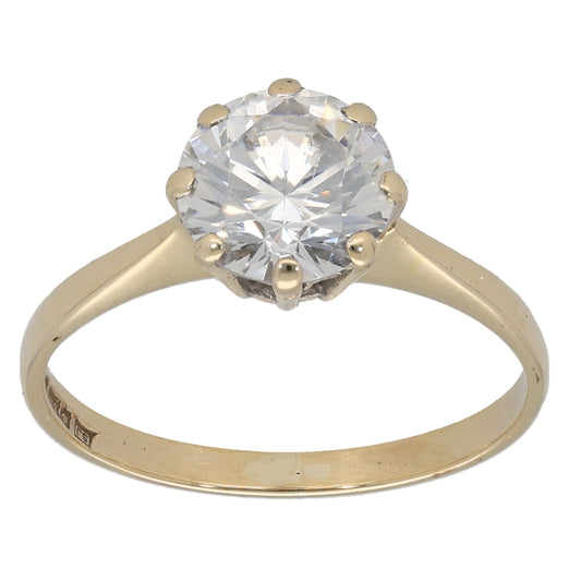 9ct Gold Cubic Zirconia Single Stone Ring Size L