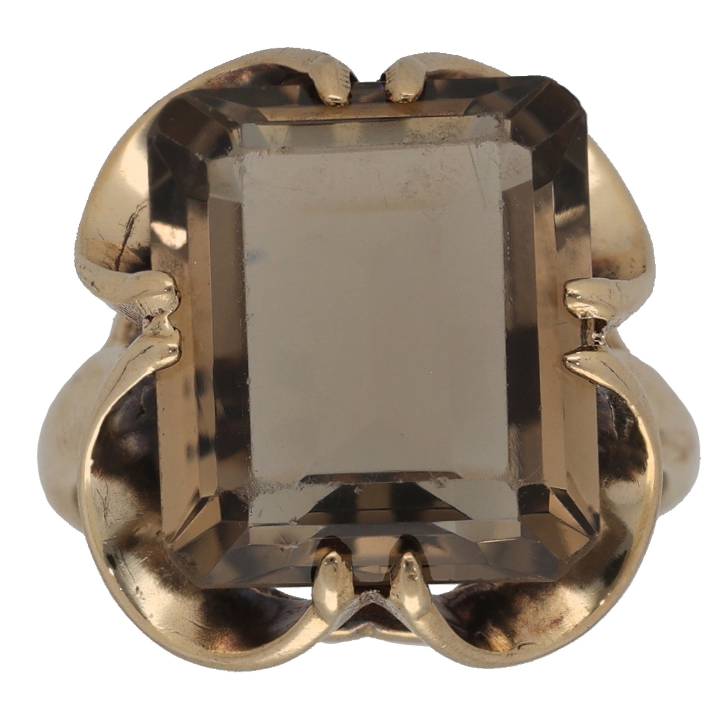 9ct Gold Smoky Quartz Single Stone Ring Size L