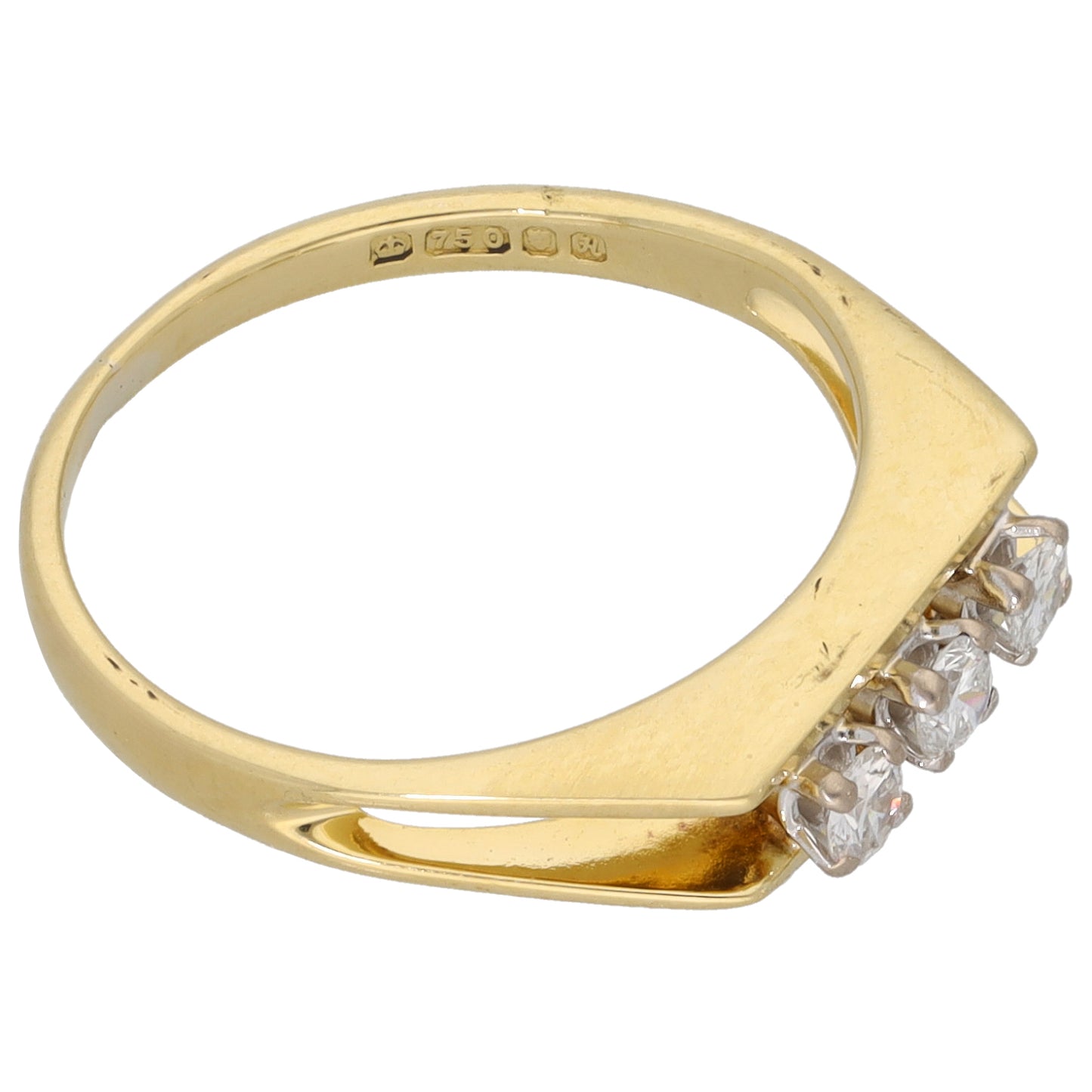 18ct Gold 0.15ct Diamond Trilogy Ring Size K