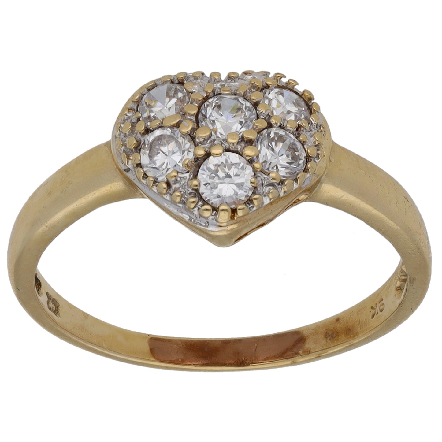 9ct Gold Cubic Zirconia Heart Ring Size P