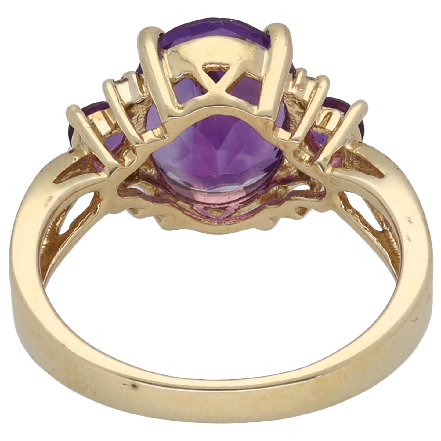 9ct Gold Amethyst & 0.02ct Diamond Dress/Cocktail Ring Size K