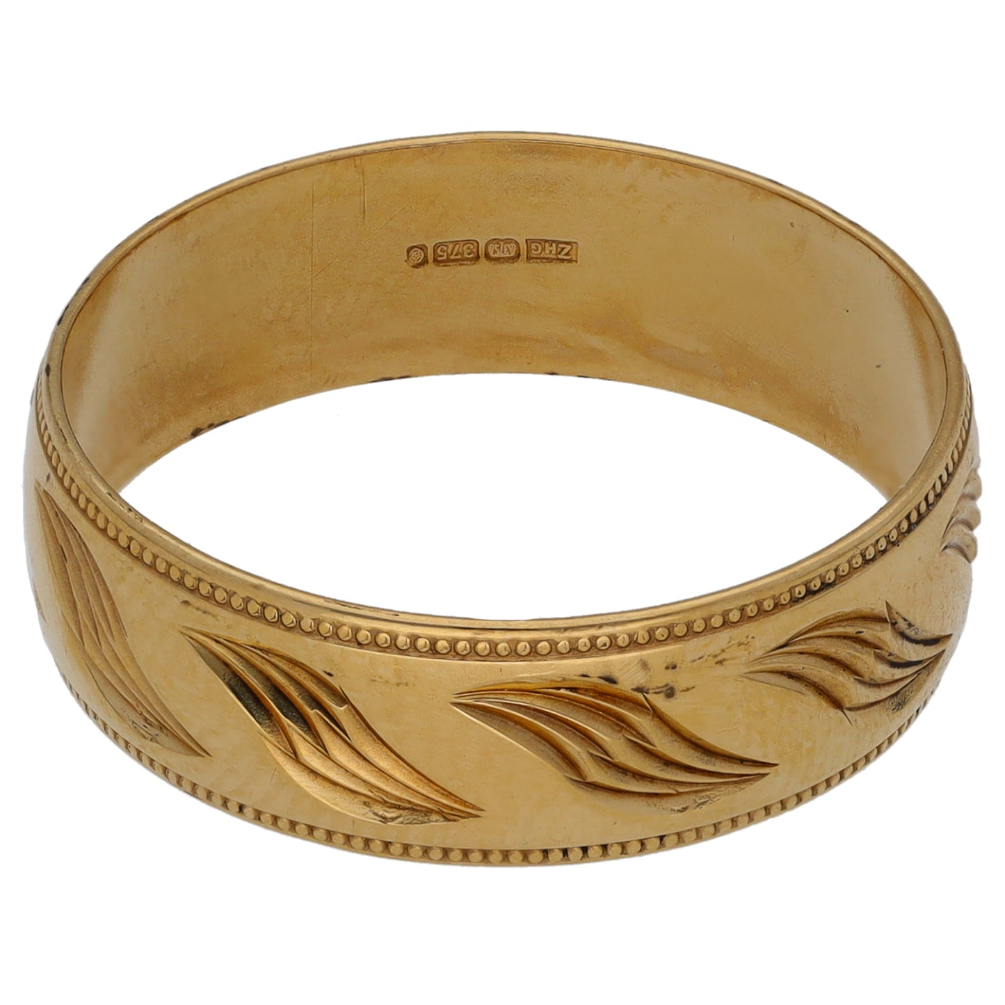 9ct Gold Patterned Wedding Ring Size S