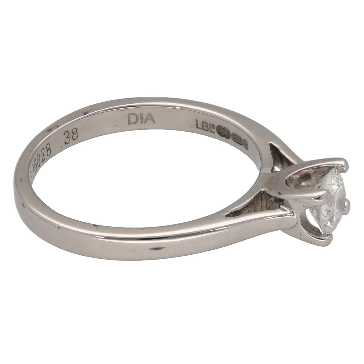 18ct White Gold 0.38ct Diamond Solitaire Ring Size O