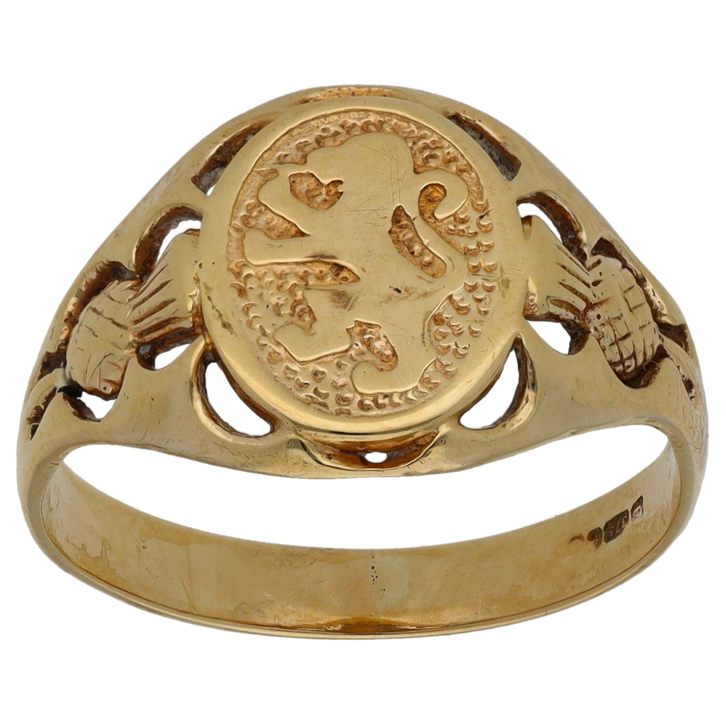9ct Gold Emblem Ring Size P