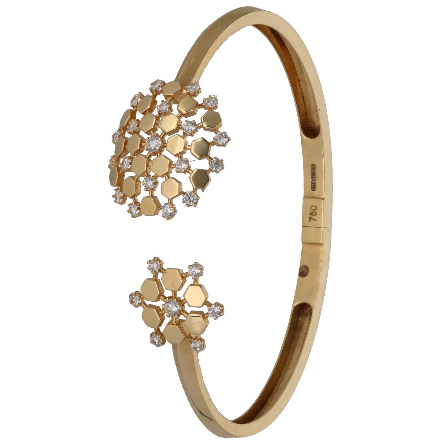 18ct Gold Cubic Zirconia Hinged/Clasp Bangle