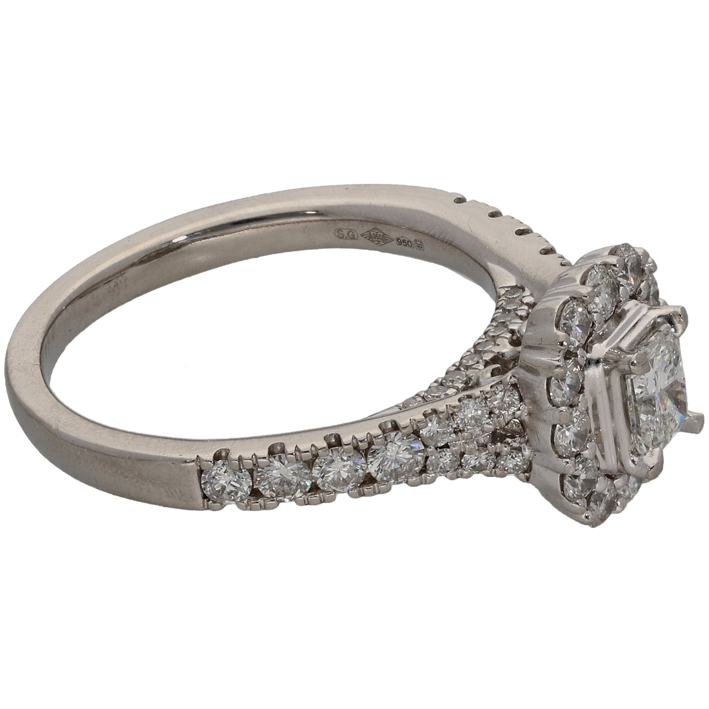 Platinum 1.28ct Diamond Halo Ring Size P