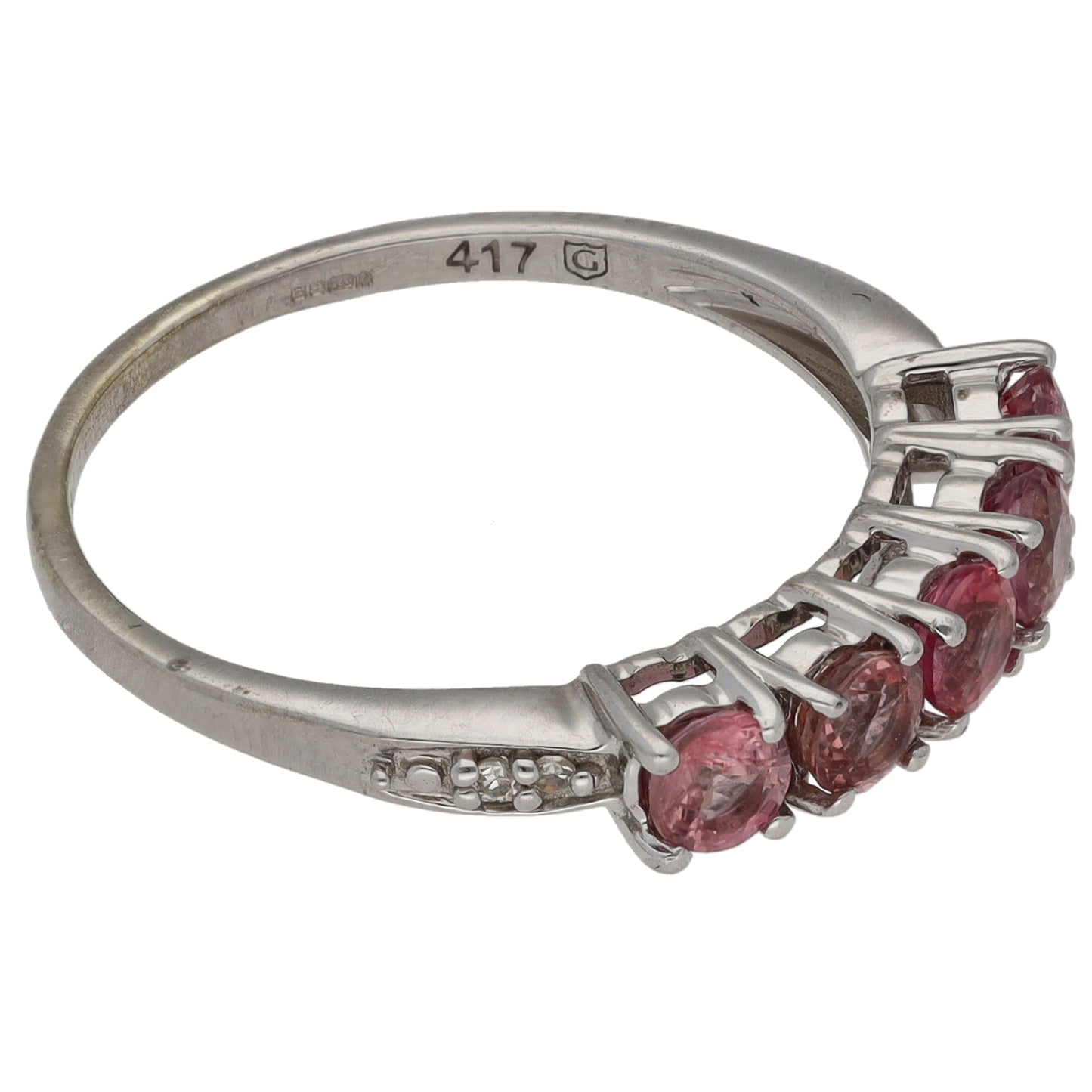 9ct White Gold Sapphire & 0.01ct Diamond Half Eternity Ring Size N