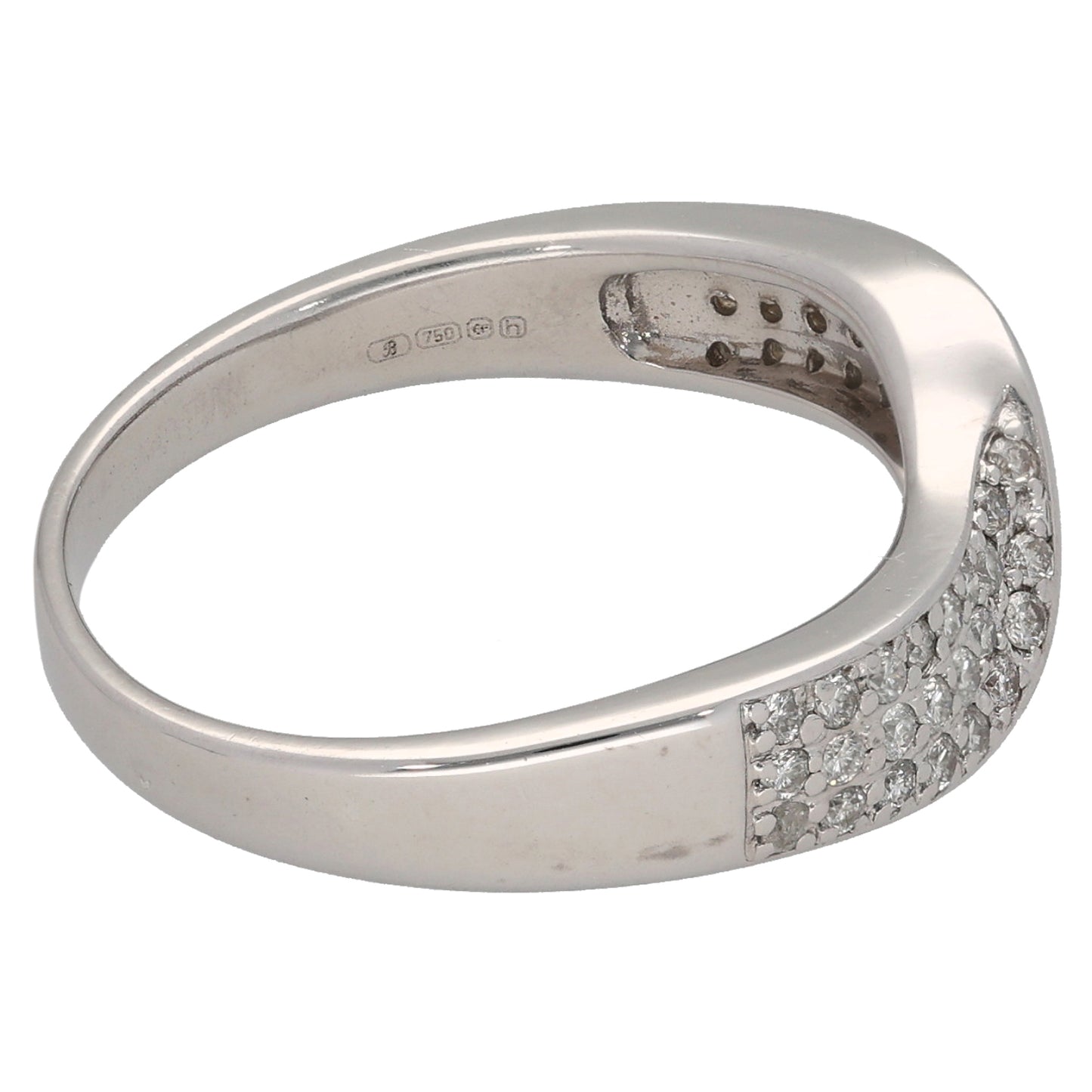 18ct White Gold 0.44ct Diamond Half Eternity Ring Size Q