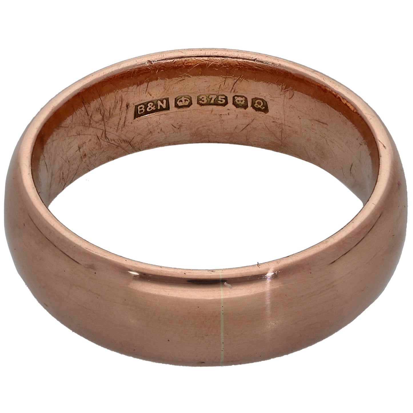 9ct Rose Gold Plain Wedding Ring Size L