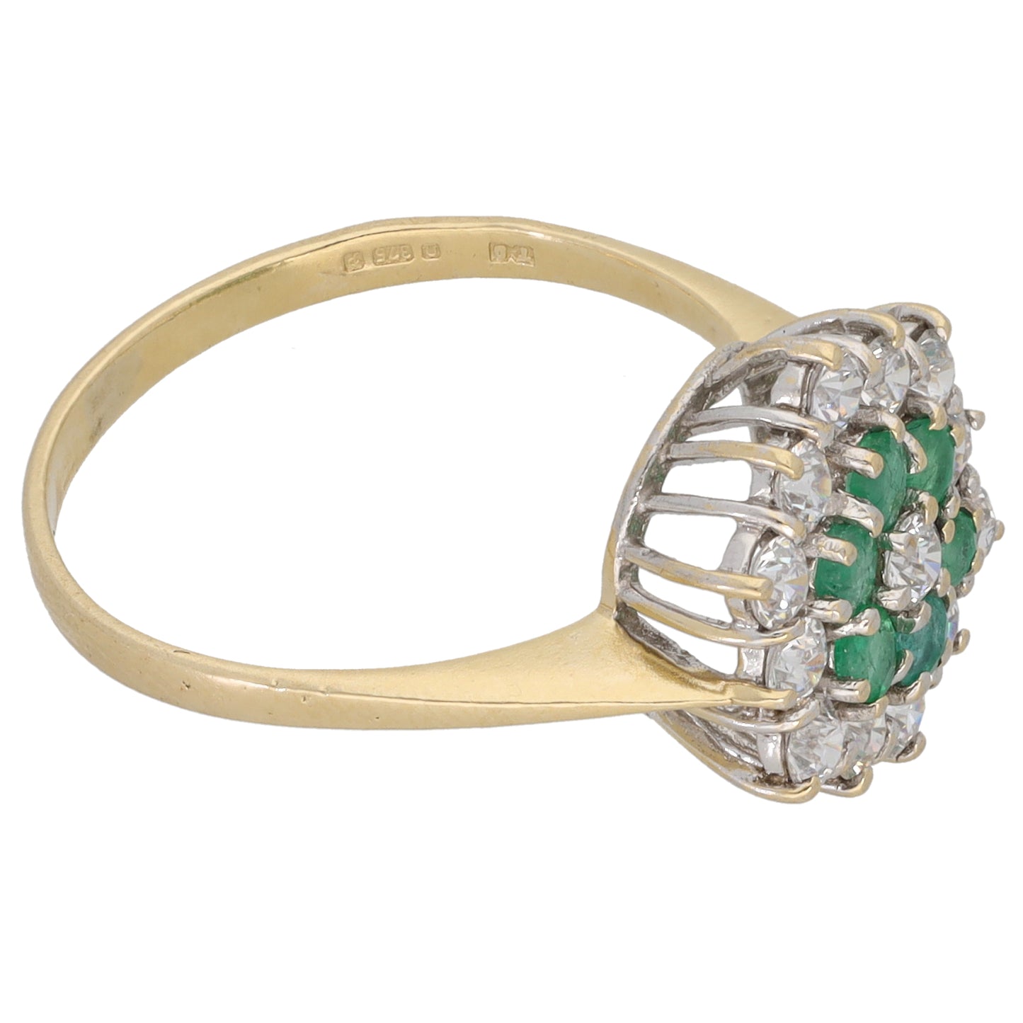 9ct Gold Emerald & Cubic Zirconia Dress/Cocktail Ring Size P