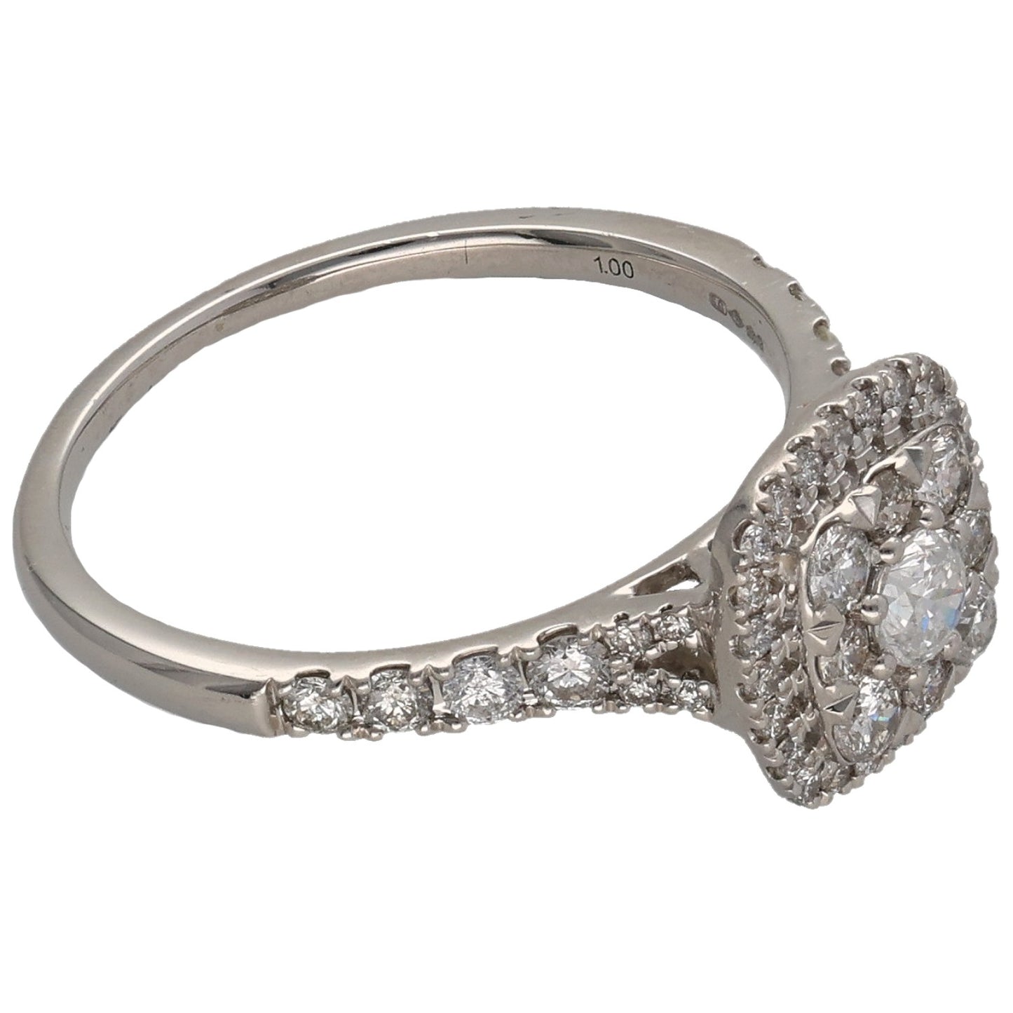 Platinum 1.04ct Diamond Cluster Ring Size S