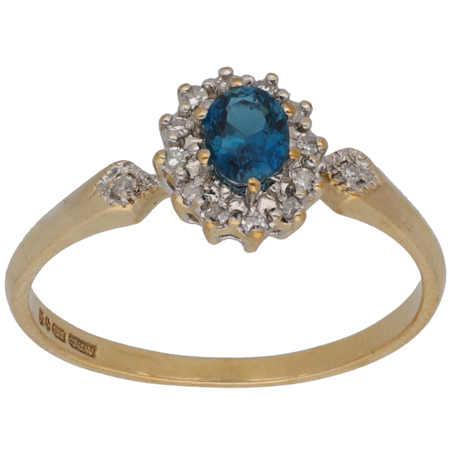9ct Gold 0.07ct Diamond & Topaz Dress/Cocktail Ring Size R