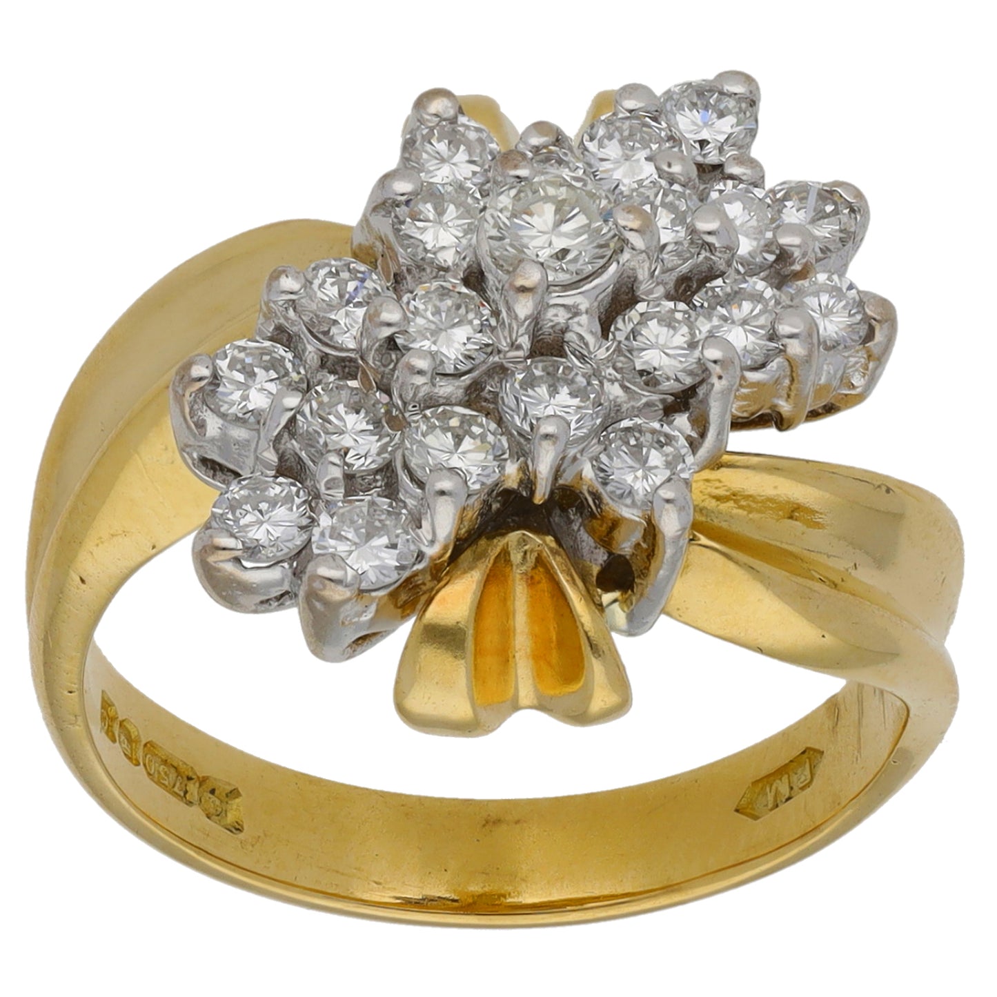 18ct Gold 0.68ct Diamond Cluster Ring Size O