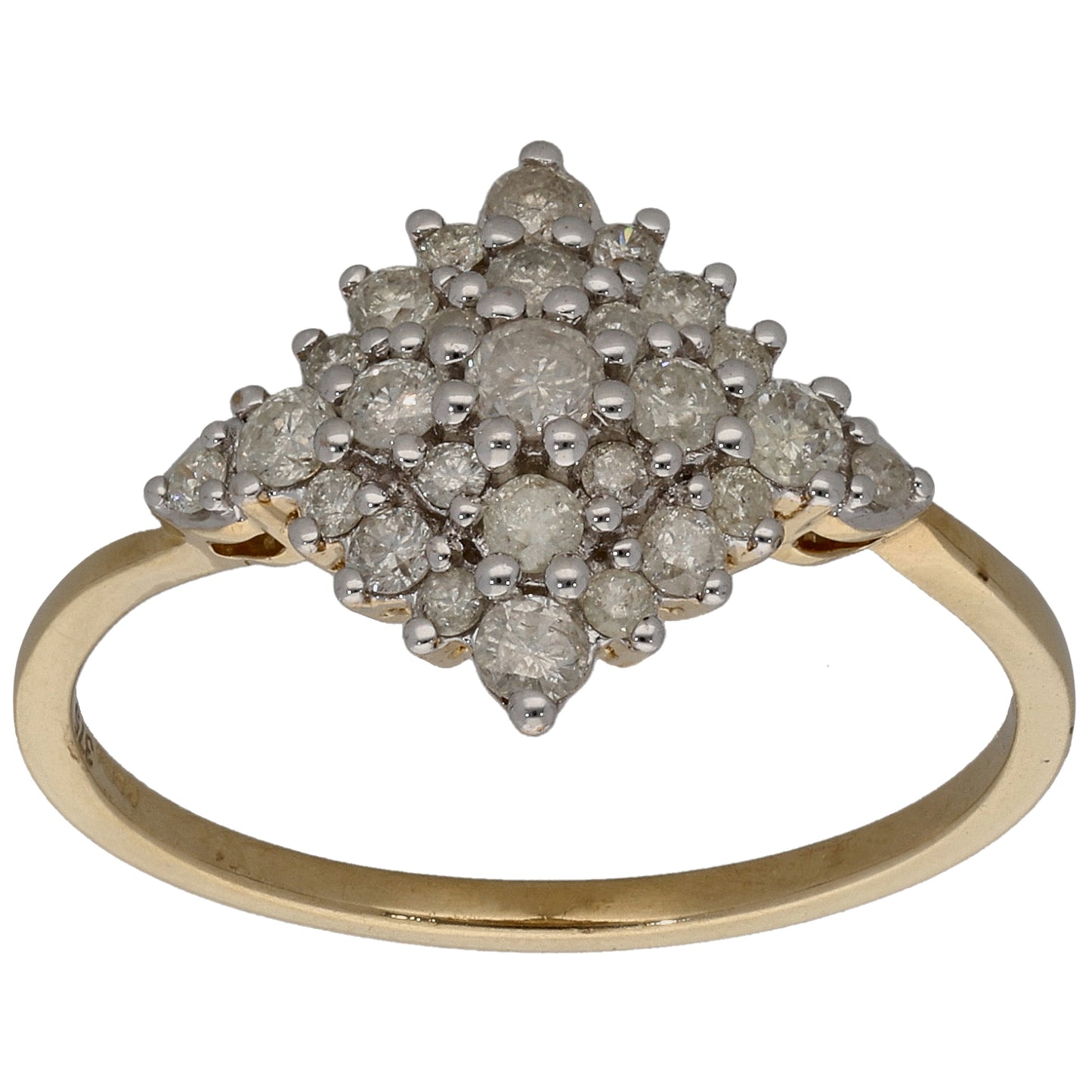 9ct Gold 0.35ct Diamond Cluster Ring Size N