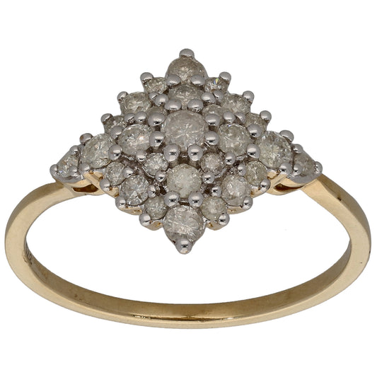 9ct Gold 0.35ct Diamond Cluster Ring Size N