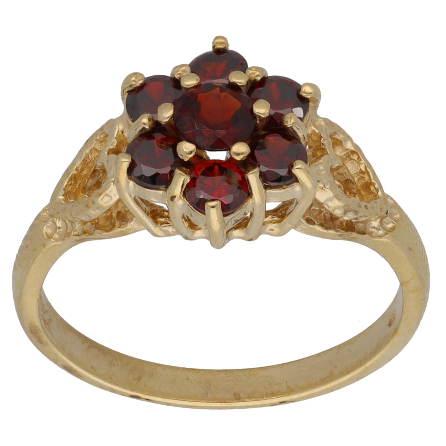 9ct Gold Garnet Cluster Ring Size O