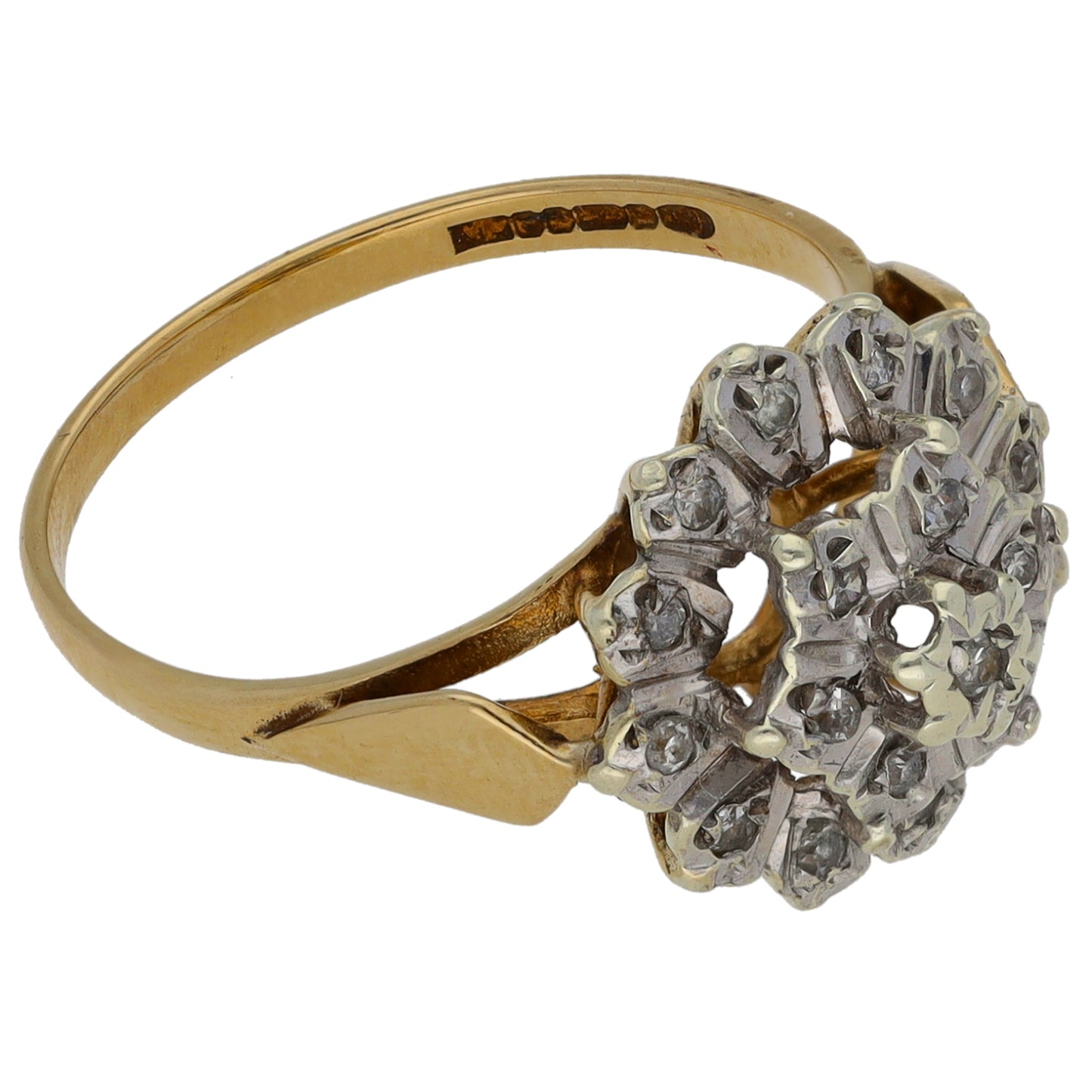 9ct Gold 0.10ct Diamond Cluster Ring Size K