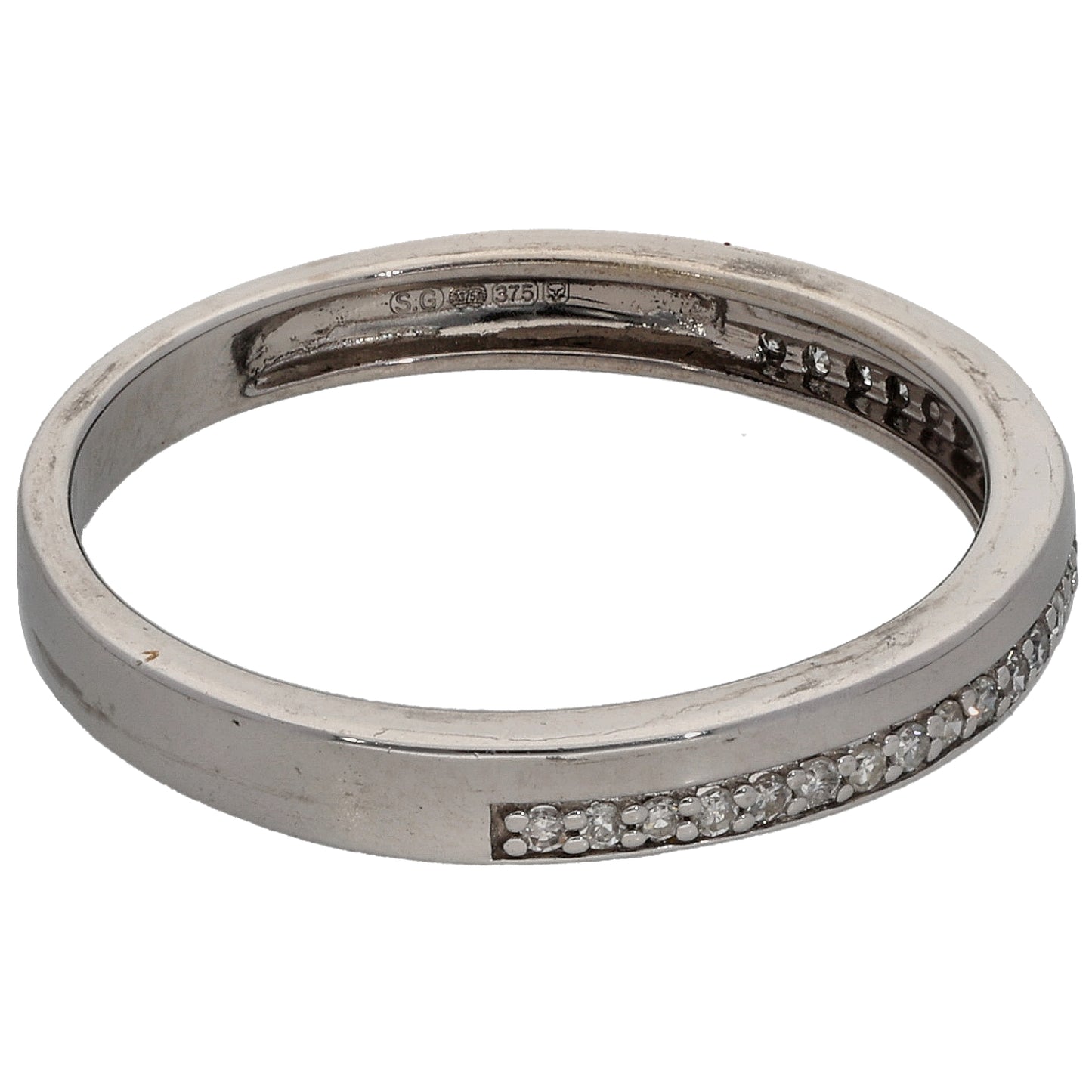 9ct White Gold 0.10ct Diamond Half Eternity Ring Size M