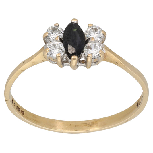 9ct Gold Sapphire & Cubic Zirconia Dress/Cocktail Ring Size Q