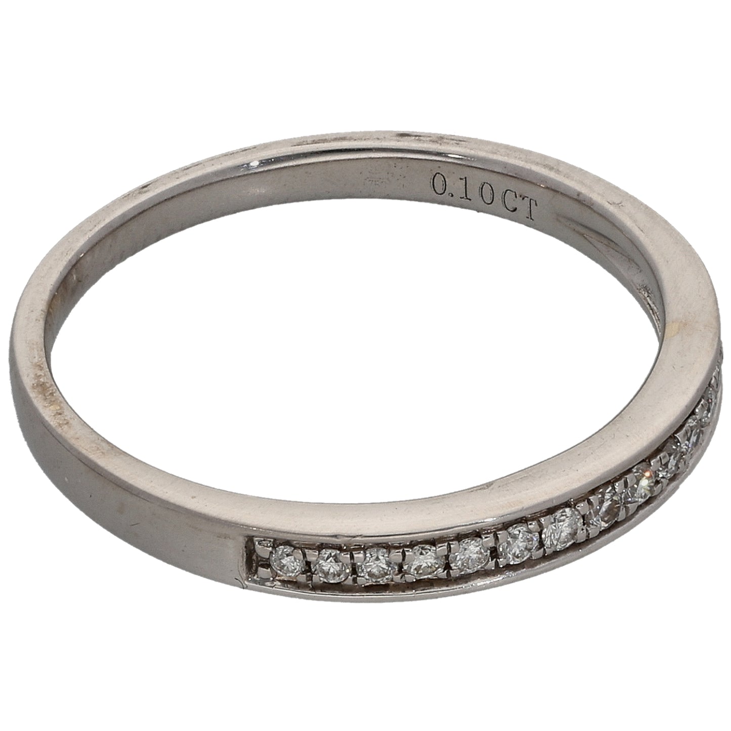 18ct White Gold 0.10ct Diamond Half Eternity Ring Size M