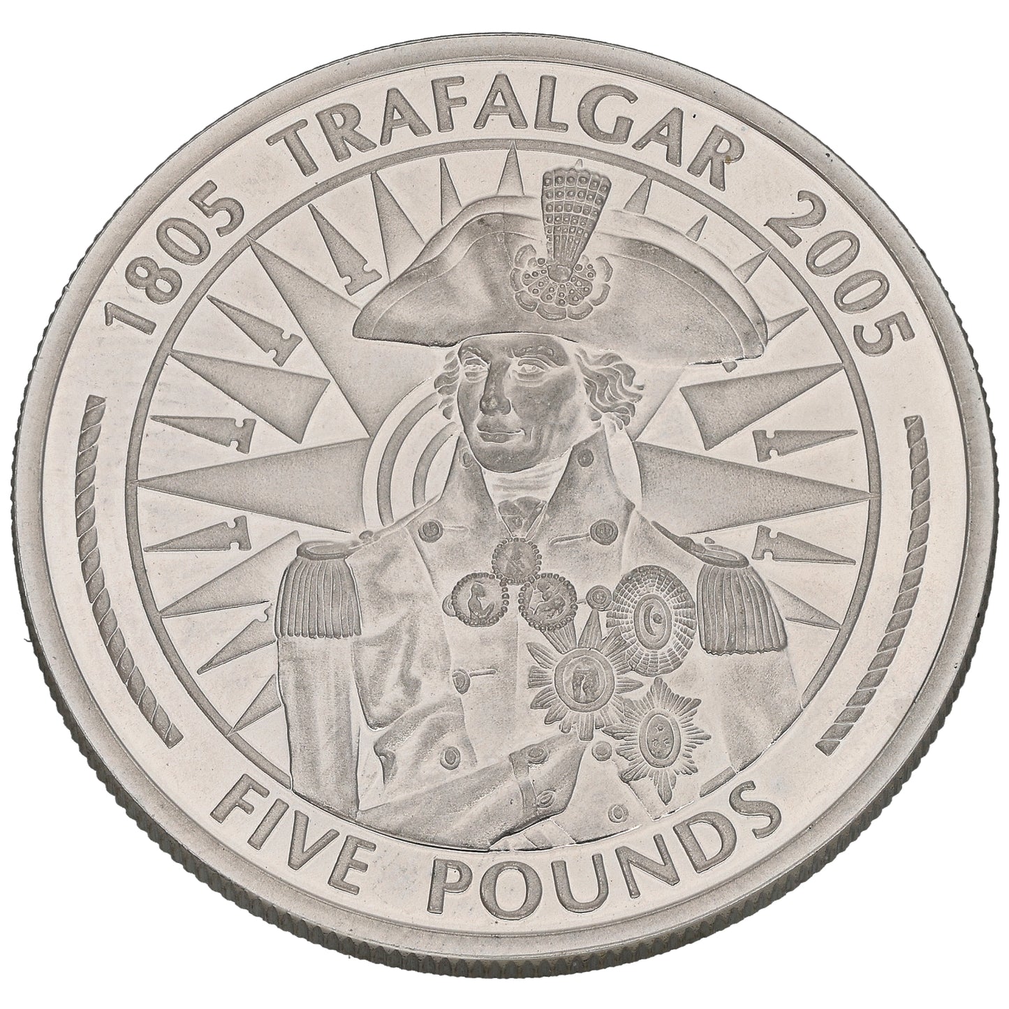 Sterling Silver 1805 Trafalgar Five Pounds Coin 2005