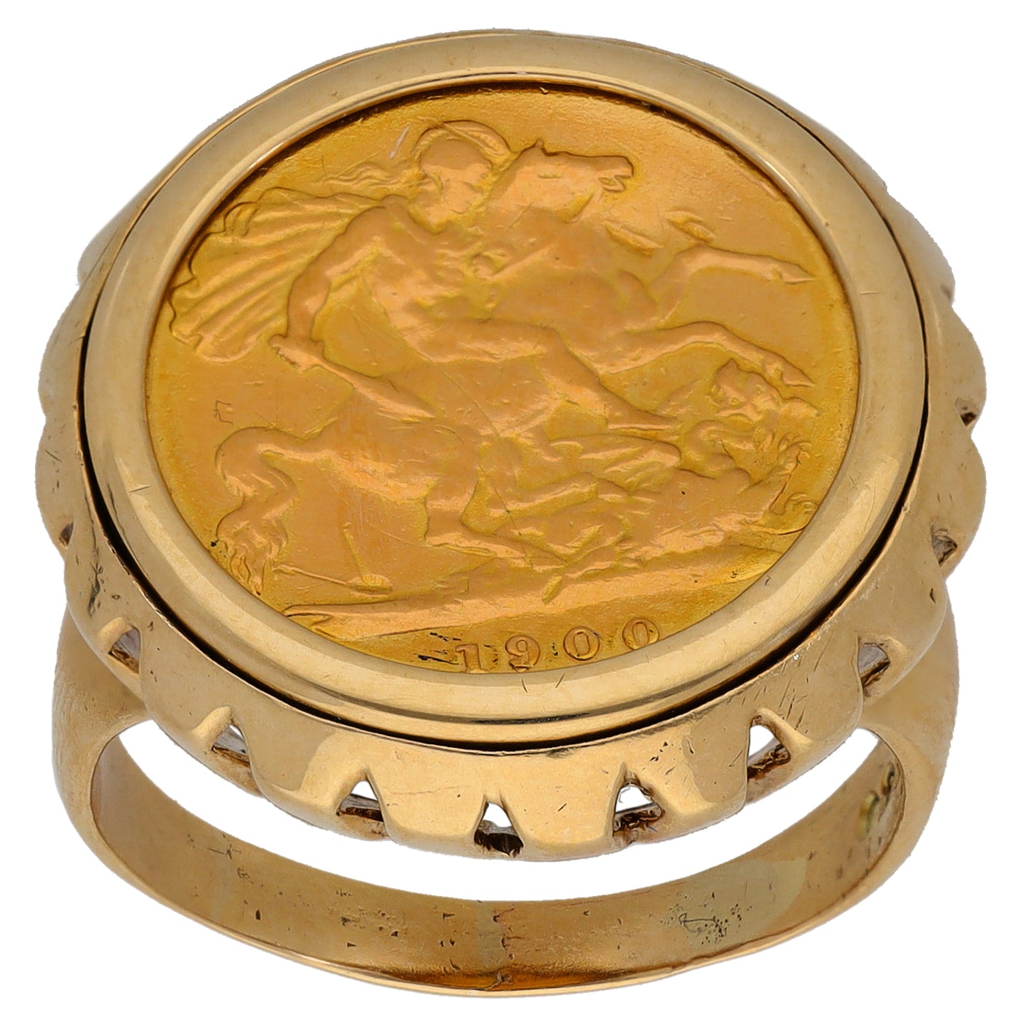 9ct Gold Half Sovereign Coin Ring Size T