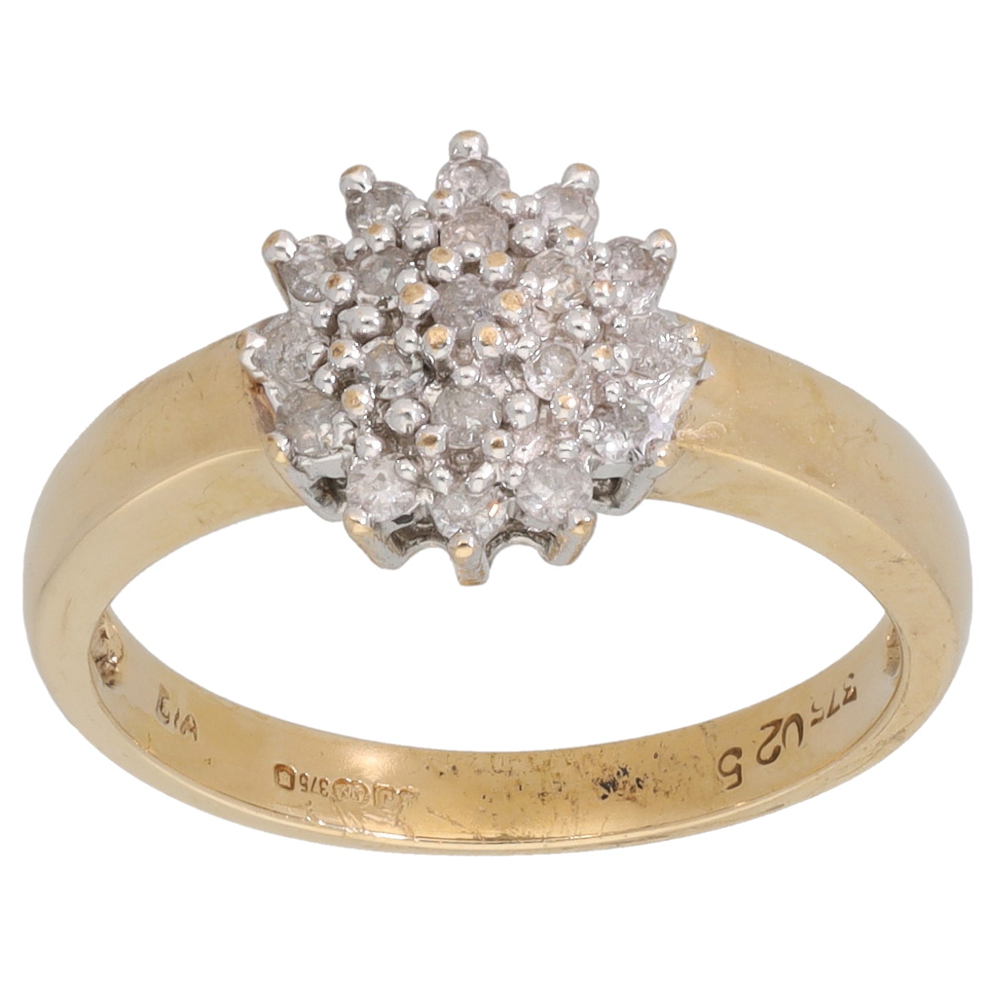 9ct Gold 0.155ct Diamond Cluster Ring Size L