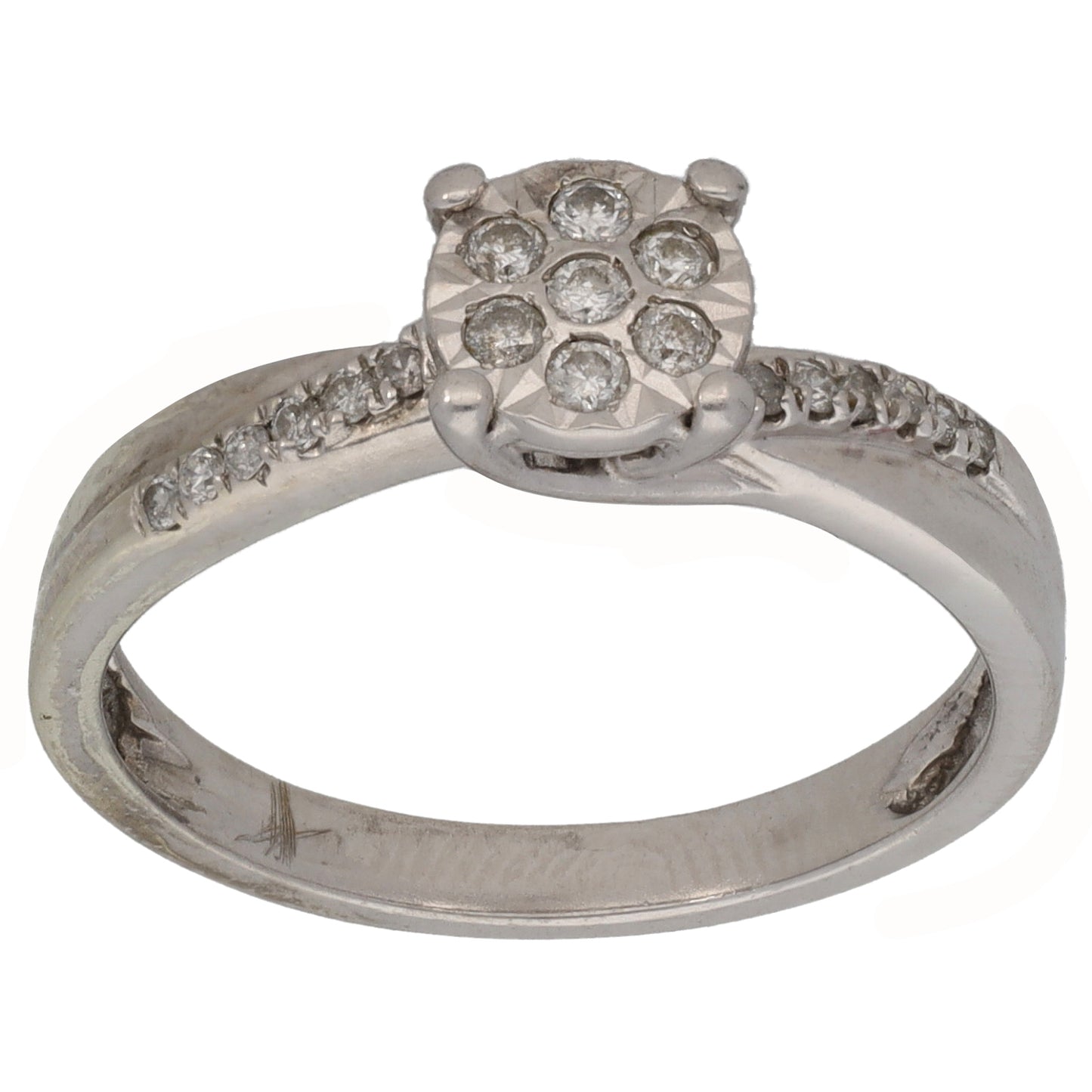 9ct White Gold 0.20ct Diamond Cluster Ring Size M