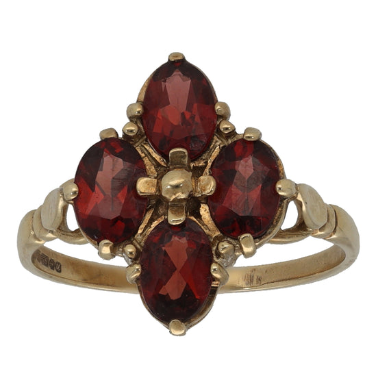9ct Gold Garnet Dress/Cocktail Ring Size P