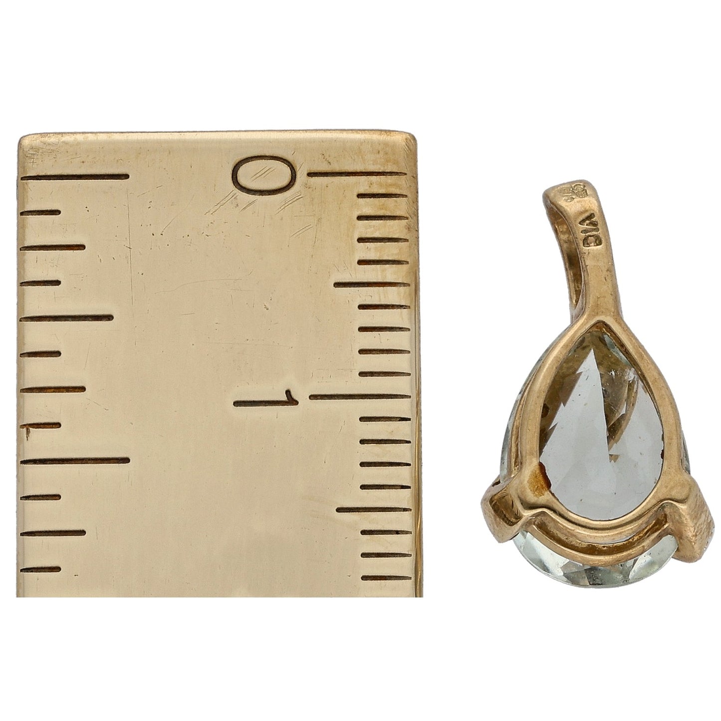 9ct Gold Green Quartz & 0.025ct Diamond Dress/Cocktail Pendant