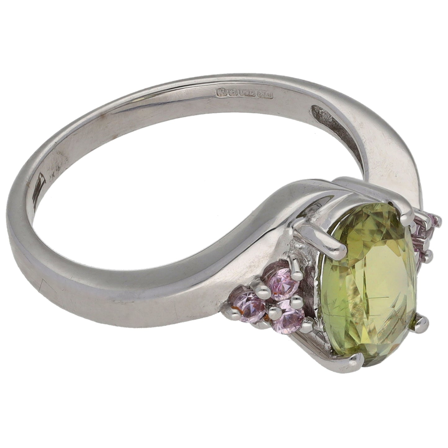 18ct White Gold Diaspore & Sapphire Dress/Cocktail Ring Size N