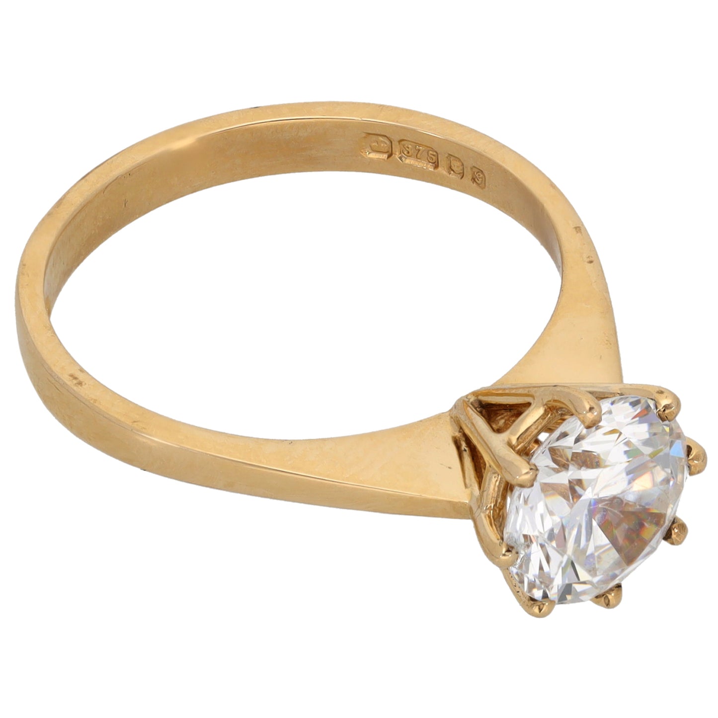 9ct Gold Cubic Zirconia Single Stone Ring Size O