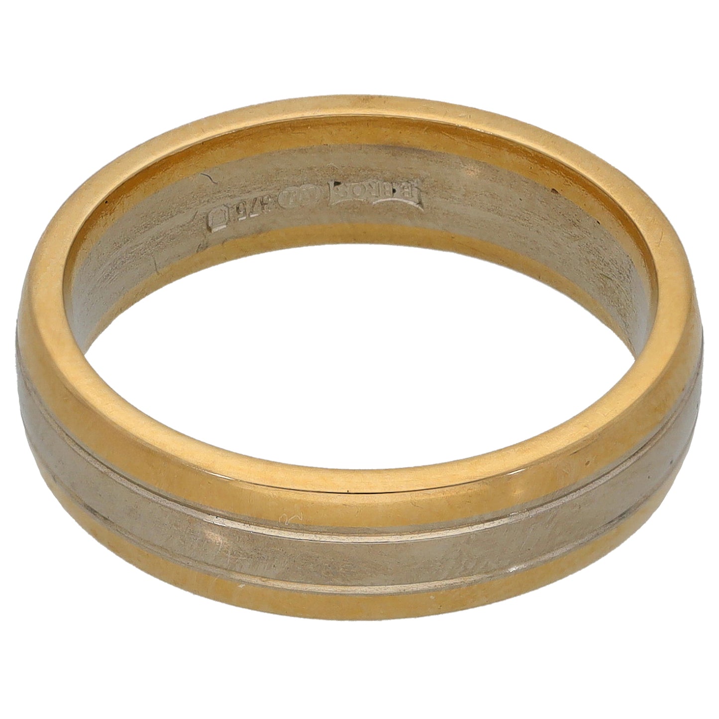 9ct Bi-Colour Gold Patterned Wedding Ring Size L