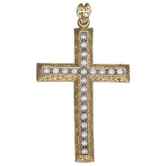 9ct Gold Cubic Zirconia Cross Pendant