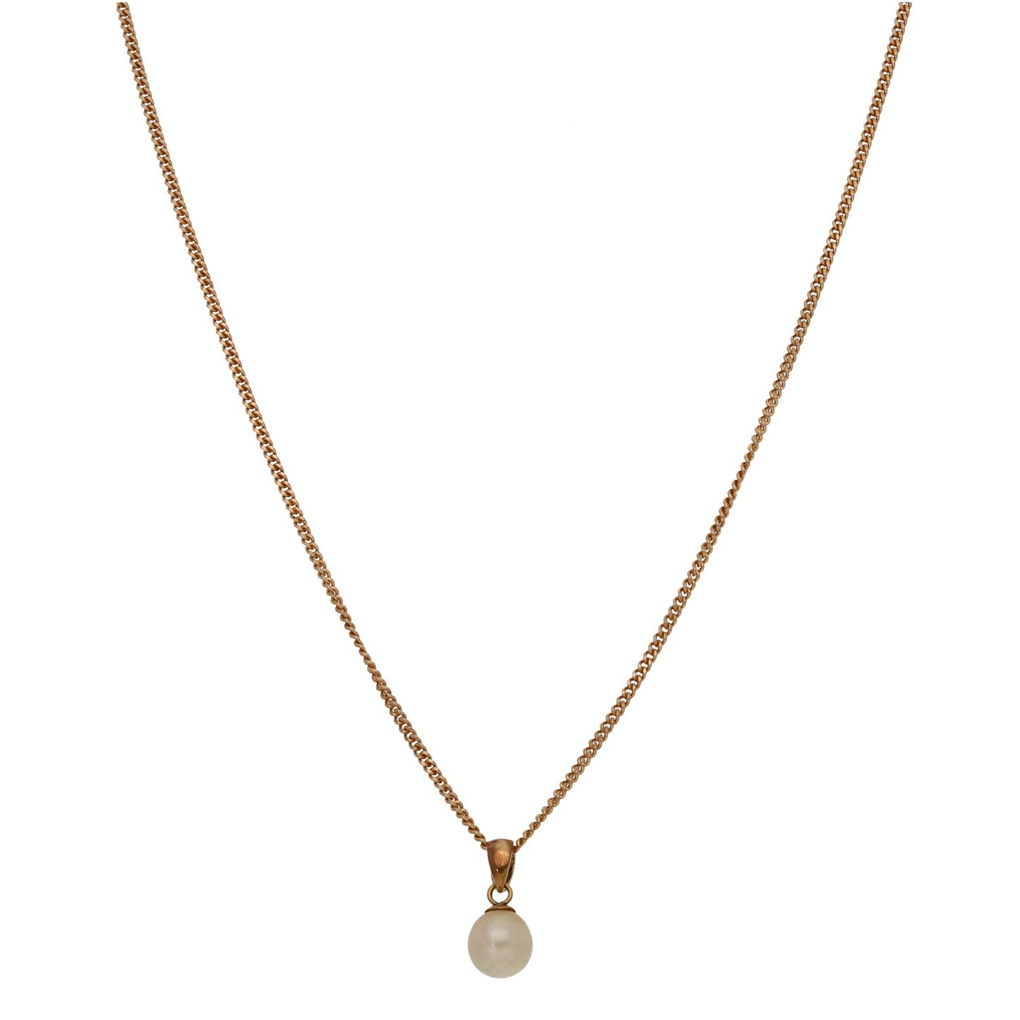 9ct Gold Cultured Pearl Single Stone Pendant With Chain