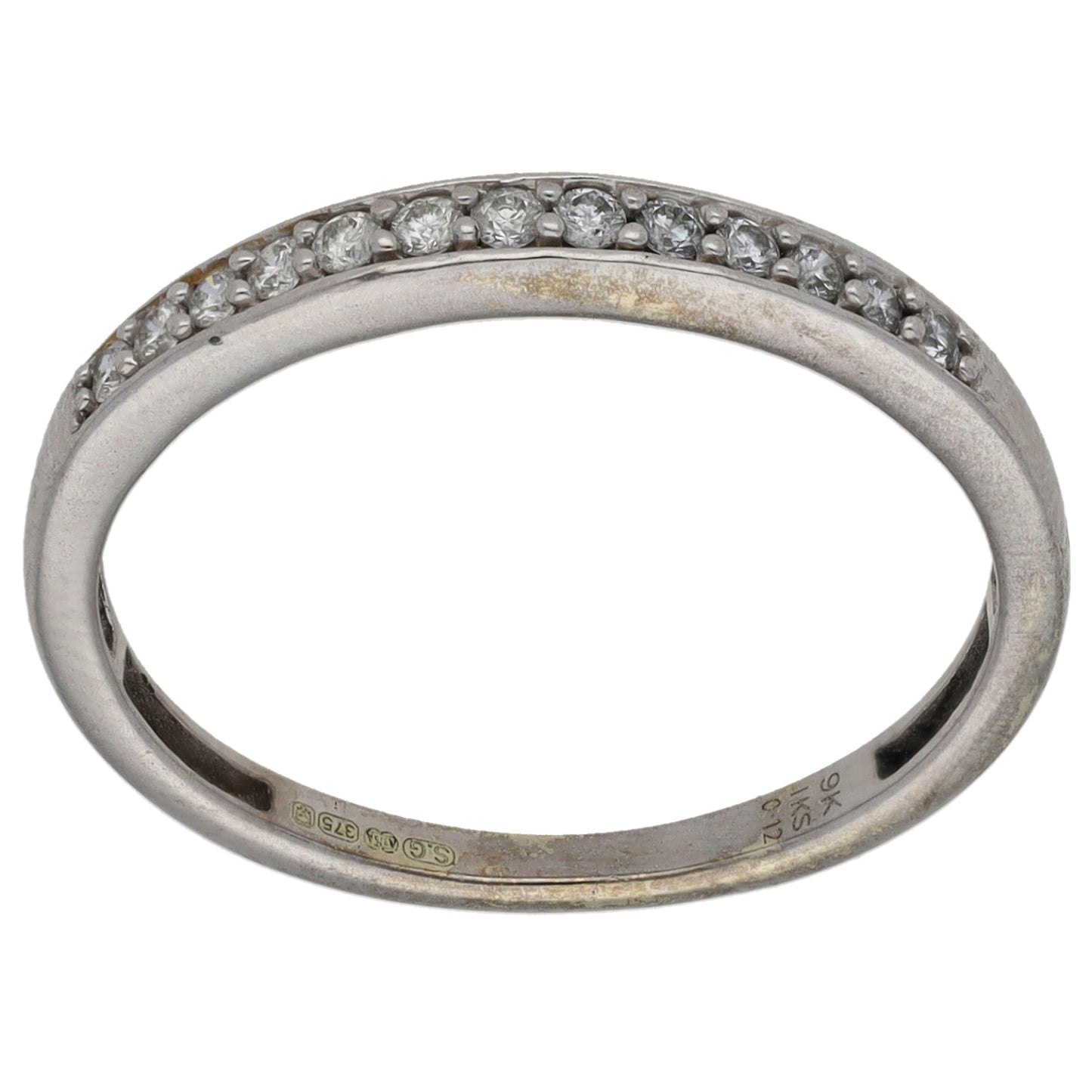9ct White Gold 0.12ct Diamond Half Eternity Ring Size N