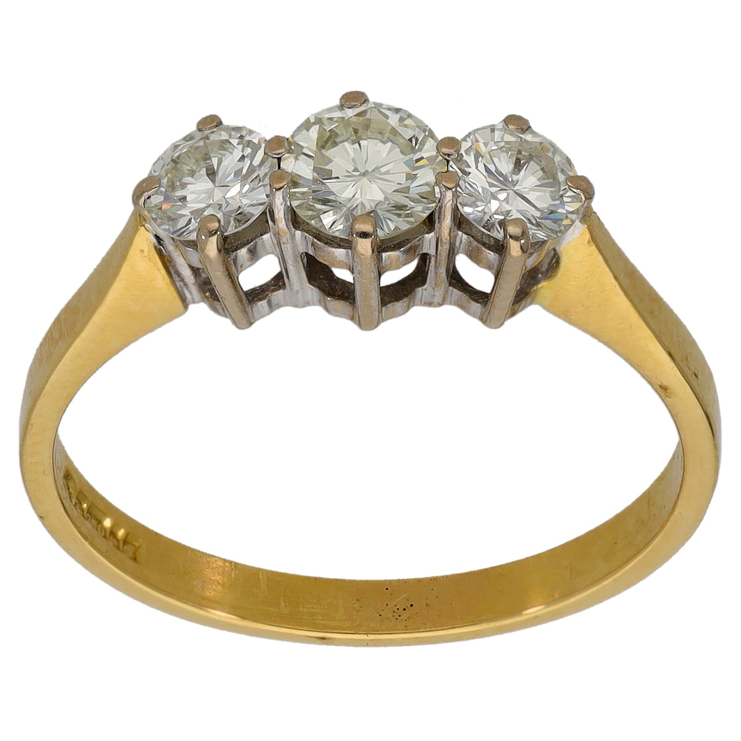 18ct Gold 0.73ct Diamond Trilogy Ring Size O