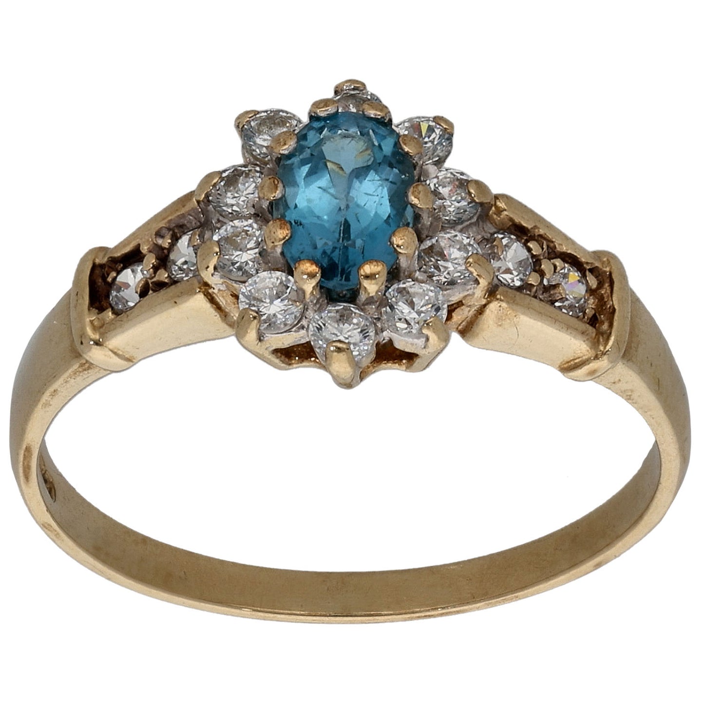 9ct Gold Topaz & Cubic Zirconia Dress/Cocktail Ring Size Q