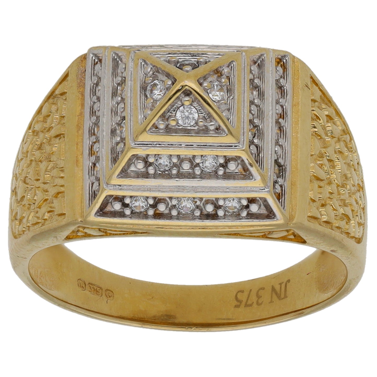9ct Gold Cubic Zirconia Pyramid Ring Size L